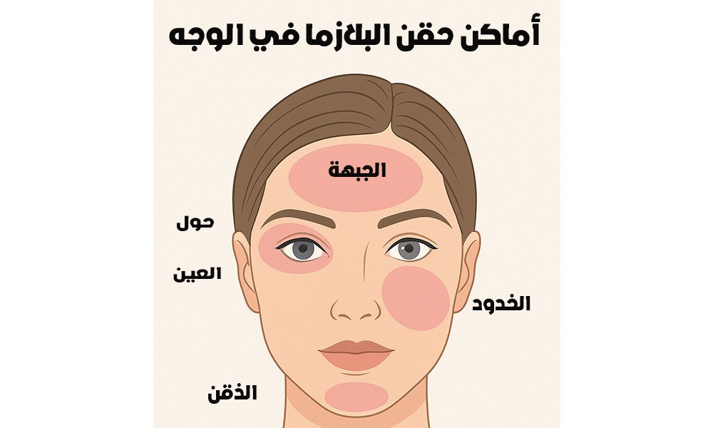 أماكن حقن البلازما في الوجه